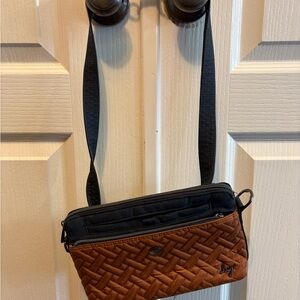 Lug Quilted Brown and Black Crossbody Bag